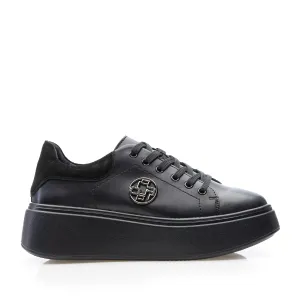 Sneakers damă din piele naturală -  3503 Negru Box