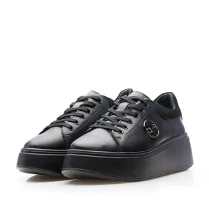 Sneakers damă din piele naturală -  3503 Negru Box