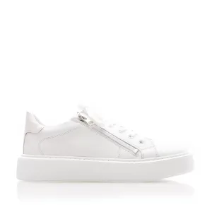 Sneakers damă din piele naturală, Leofex - 077 Alb Box
