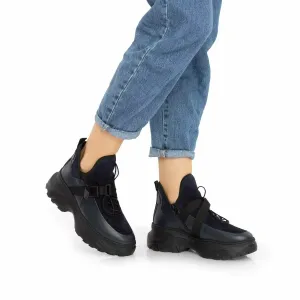 Sneakers damă din piele naturală, Leofex - 288-1 Blue Box Velur