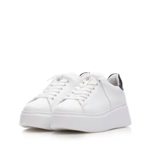 Sneakers damă din piele naturală, Leofex - 314 Alb+Negru Box