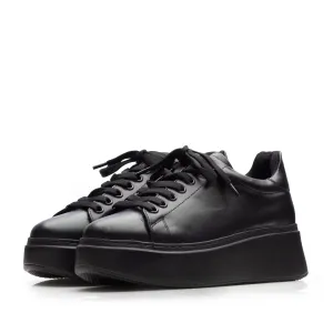Sneakers damă din piele naturală, Leofex -  314 Negru Box