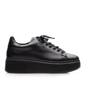 Sneakers damă din piele naturală, Leofex -  314 Negru Box