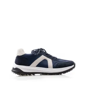 Sneakerși bărbați din piele naturală, Leofex - Mostră Eusebiu Blue Velur Mash