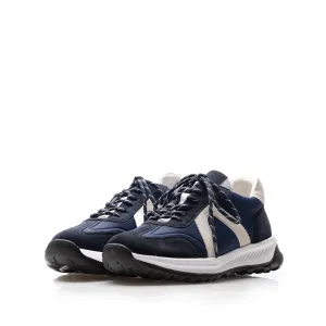 Sneakerși bărbați din piele naturală, Leofex - Mostră Eusebiu Blue Velur Mash