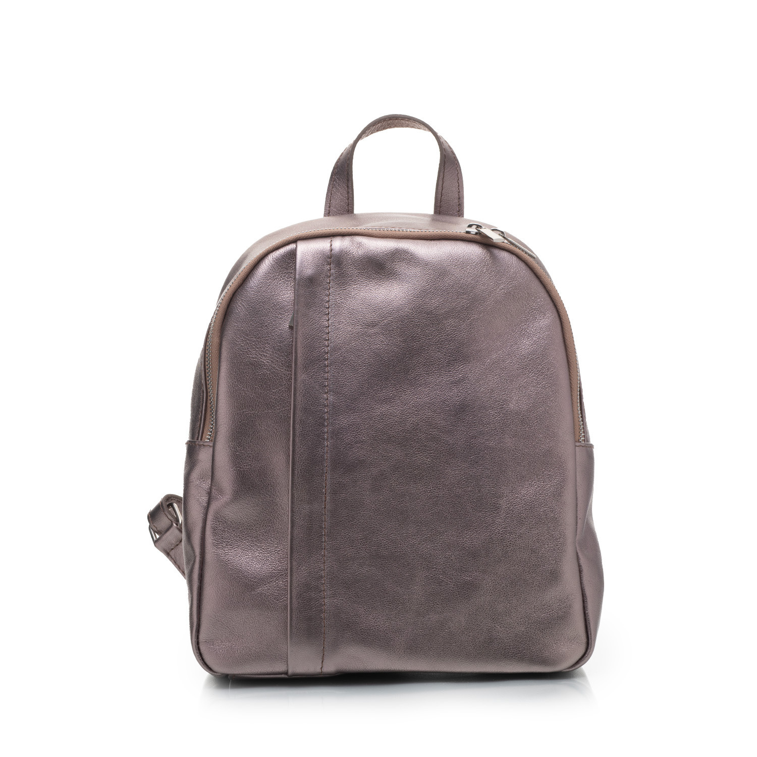 Rucsac damă din piele naturală,Leofex- 4021 Taupe Metalizat box