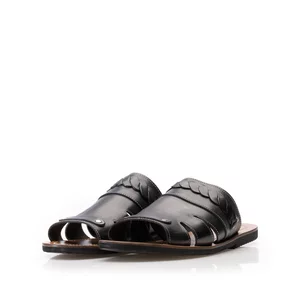 Saboți bărbați din piele naturală - 2002-1 Negru Box