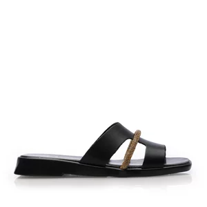 Saboți damă din piele naturală - 3514 Negru Box