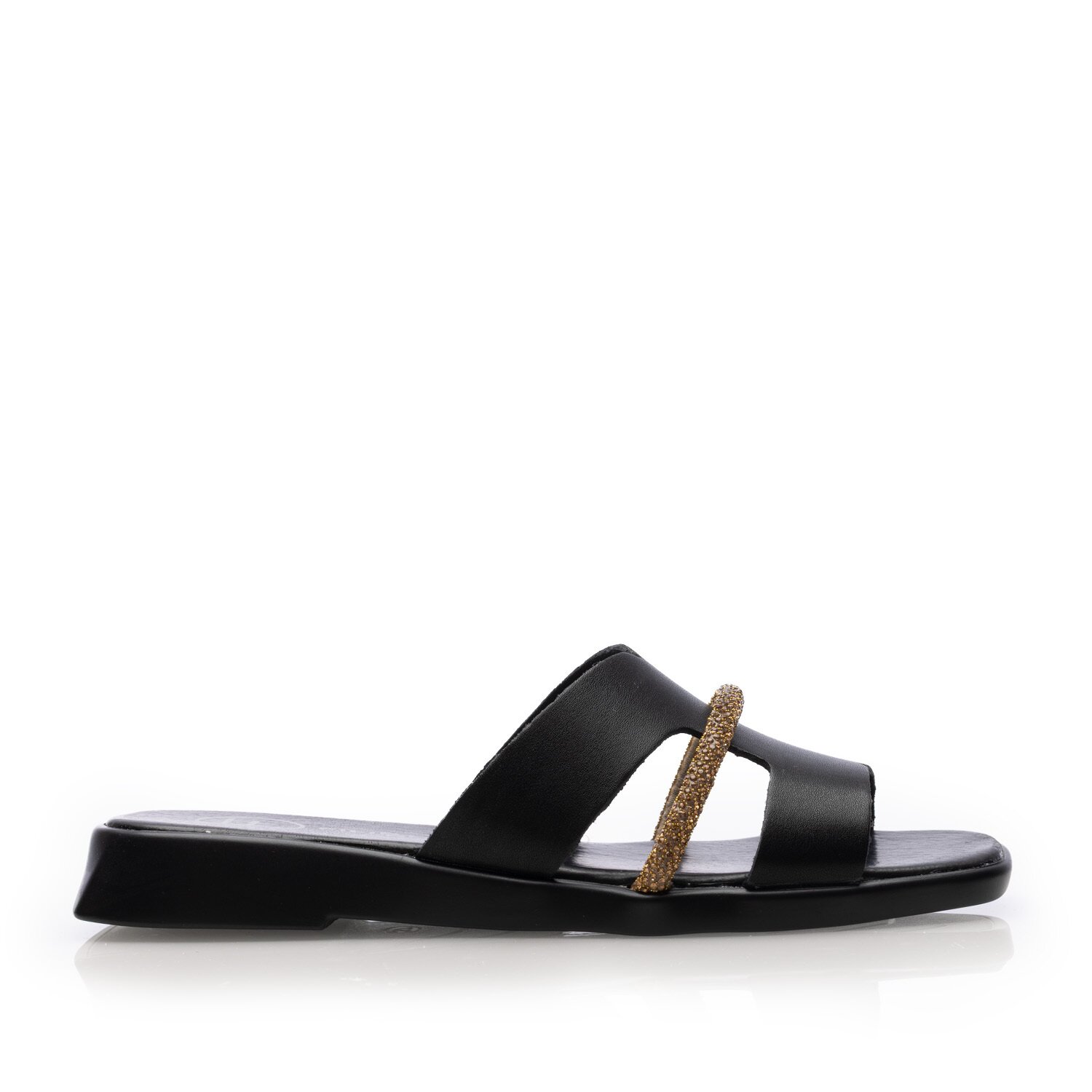 Saboți damă din piele naturală - 3514 Negru Box