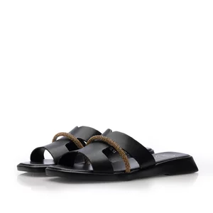 Saboți damă din piele naturală - 3514 Negru Box