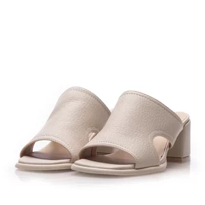 Saboți damă din piele naturală  - 4035 Crem Box Presat