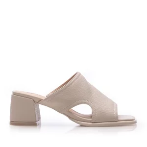 Saboți damă din piele naturală  - 4035 Crem Box Presat