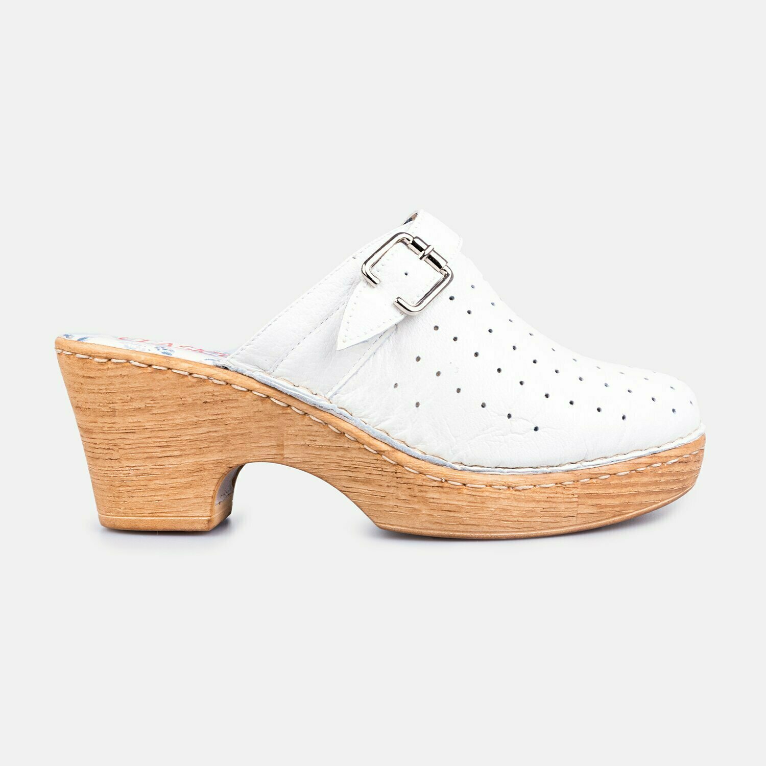 Poze Saboți din piele naturală damă, Leofex - 609 C Alb Box