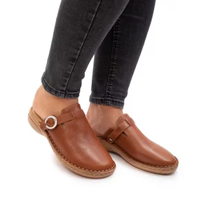 Saboti medicali dama din piele naturala, Leofex- 121 Cognac Box