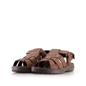 Sandale barbati din piele naturala, Leofex - 144 Maro box