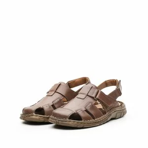 Sandale barbati din piele naturala Leofex - 324 Maro