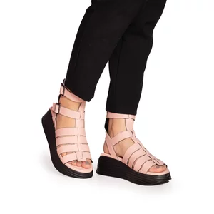 Sandale cu platforma dama din piele naturala - 060 Roz Pudra Box