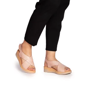 Sandale cu platforma dama din piele naturala - 3200 Nude box
