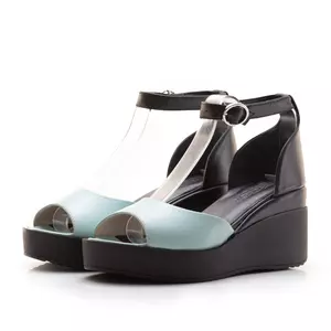 Sandale cu platforma dama din piele naturala, Leofex - 402 Turquoise Box