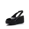 Sandale cu platformă damă din piele naturală, Leofex - 403-1 Negru Box