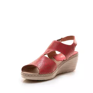 Sandale cu platformă damă din piele naturală, Leofex – 534 Roșu Box