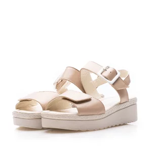 Sandale cu platformă damă din piele naturală, Leofex - Mostră Anca 1 Taupe Box