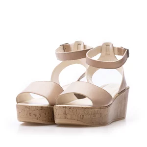Sandale cu platformă damă din piele naturală, Leofex -  Mostră Tamara Taupe Box