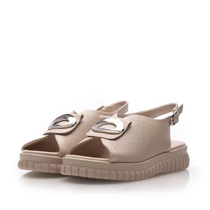 Sandale cu talpă groasă damă din piele naturală  - 4014 Nude Box