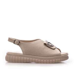 Sandale cu talpă groasă damă din piele naturală  - 4014 Nude Box