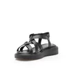 Sandale cu talpă groasă damă din piele naturală, Epica - 4003 Negru Box