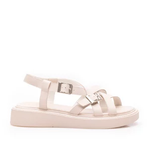 Sandale cu talpă groasă damă din piele naturală, Epica - 4003 Nude Box