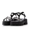 Sandale cu talpă groasă damă din piele naturală, Leofex -  055 Negru Box