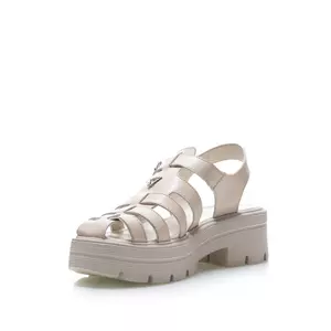 Sandale cu talpă groasă damă din piele naturală, Leofex - 368-1 Nude Box