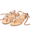 Sandale cu talpa joasă damă din piele naturală -  1104 Aramiu sclipici box