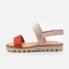 Sandale cu talpă joasă damă, din piele naturală – 515 Bej Roşu Box