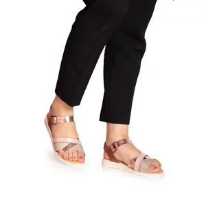 Sandale cu talpă joasă damă, din piele naturală- 9490 Roze Box Sidefat