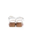 Sandale cu talpă joasă damă din piele naturală, Leofex -  068 Alb Box Perforat