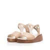 Sandale cu talpă joasă damă din piele naturală, Leofex - 068 Cappuccino Box Perforat