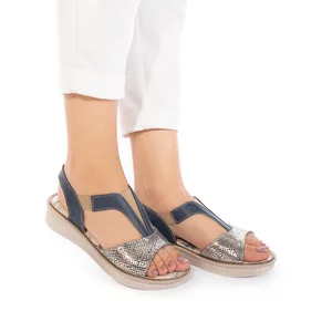Sandale cu talpă joasă damă, din piele naturală, Leofex- 215  Blue Box