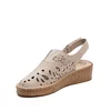 Sandale damă cu platformă, Filippo - 3606 Crem Box Perforat