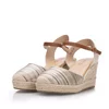 Sandale damă cu platformă, Pass Collection - 4034 Bej Multicolor