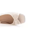 Sandale damă cu toc din piele naturală, Karisma - 4005 Bej Box Perforat