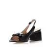 Sandale damă cu toc din piele naturală, Karisma - 4005 Negru Box Perforat