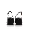 Sandale damă cu toc din piele naturală, Karisma - 4005 Negru Box Perforat