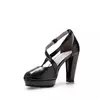 Sandale elegante damă cu platformă din piele naturală - 181 Negru Box
