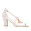 Sandale elegante damă cu toc din piele naturală - 14282 Bej Box Sidefat