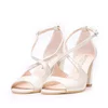Sandale elegante damă cu toc din piele naturală - 14282 Bej Box Sidefat
