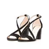 Sandale elegante damă cu toc din piele naturală - 22282 Negru Velur