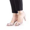Sandale elegante damă cu toc din piele naturală - 28336 Nude Box Sidefat