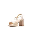 Sandale elegante damă cu toc din piele naturală - 4001 Bej Lac